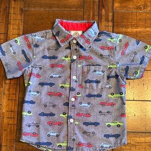Quacker Jack Car Print Button-Up Shirt - 4T - 100% Cotton